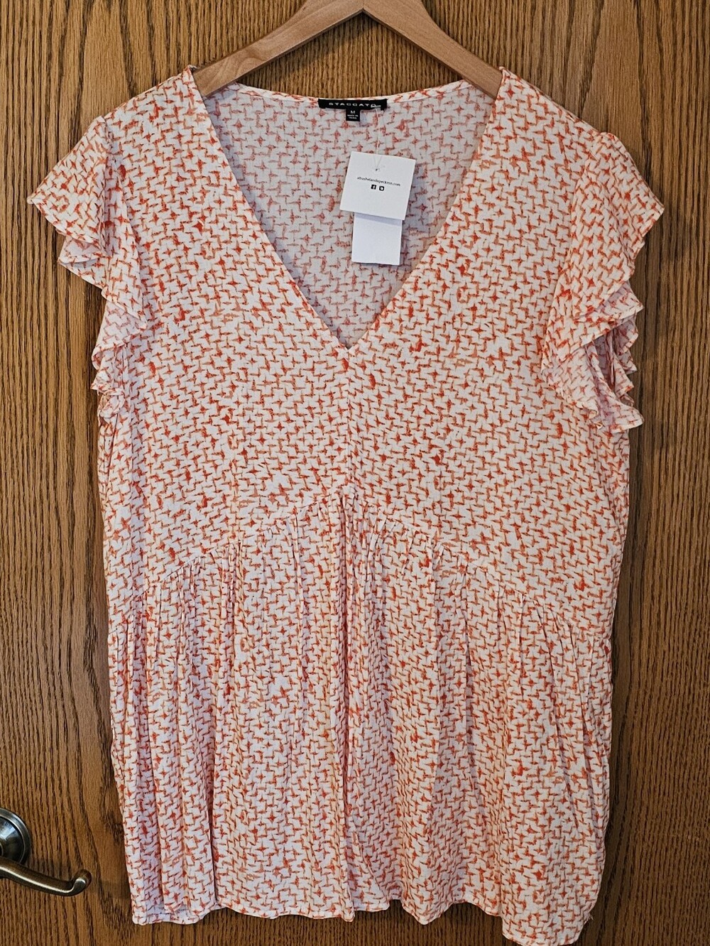 Staccato V-Neck Flutter Sleeve Top